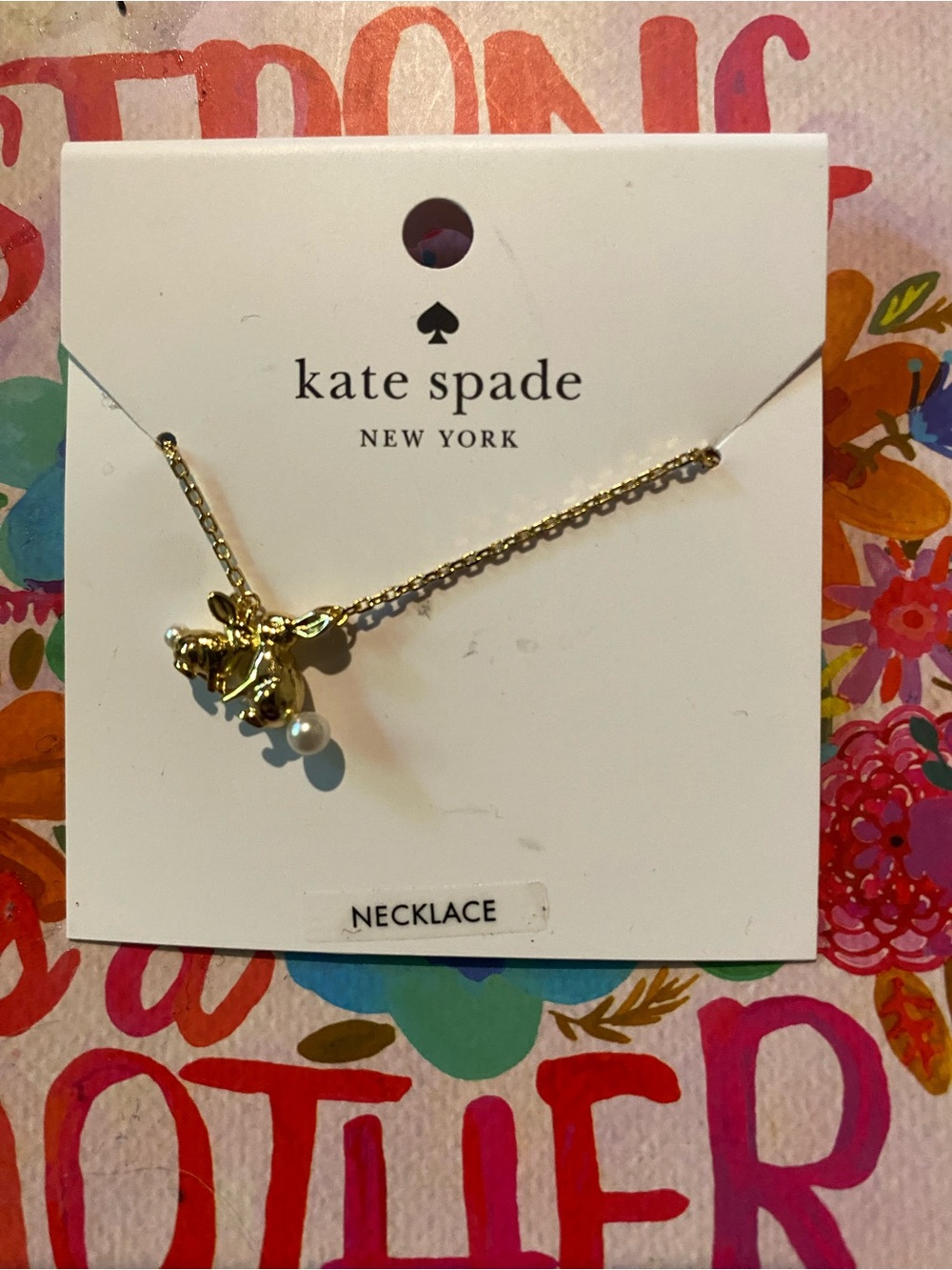 BNWT Kate Spade NY “I Love You, Mom” Mother & Baby Bunny Gold Necklace $68